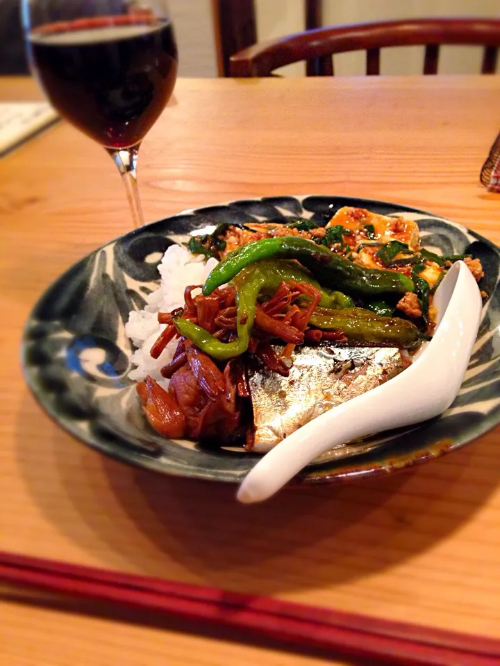 麻婆丼とサンマの梅煮丼|Masakoさん