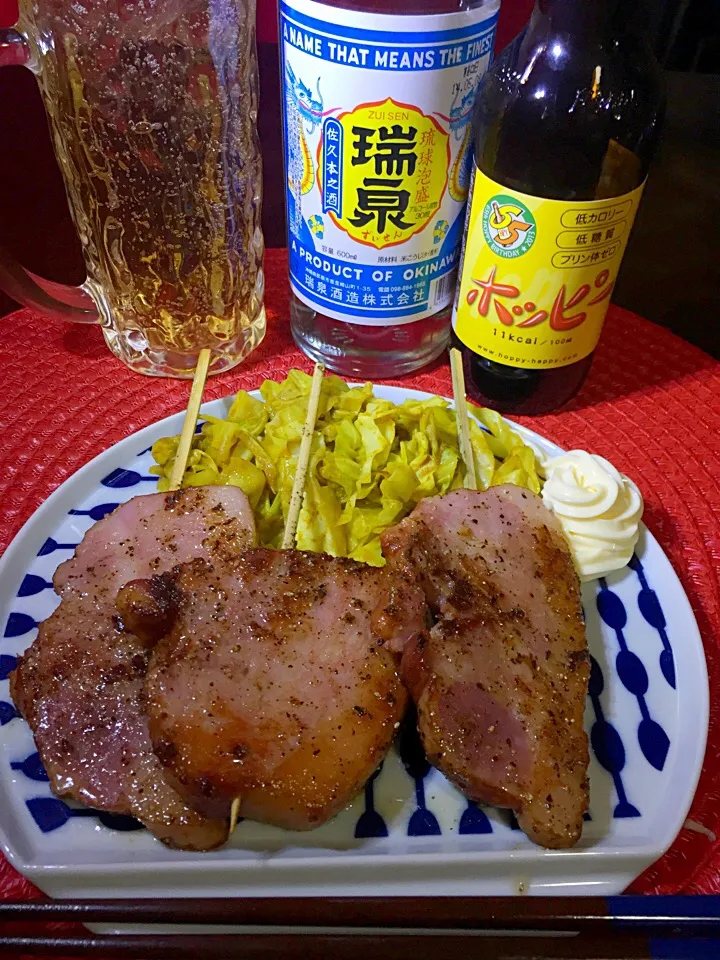 くんちゃまベーコンの串焼き|あつしさん