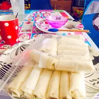 Mung Beans Sprouts with minced beef spring rolls|Marnisaさん