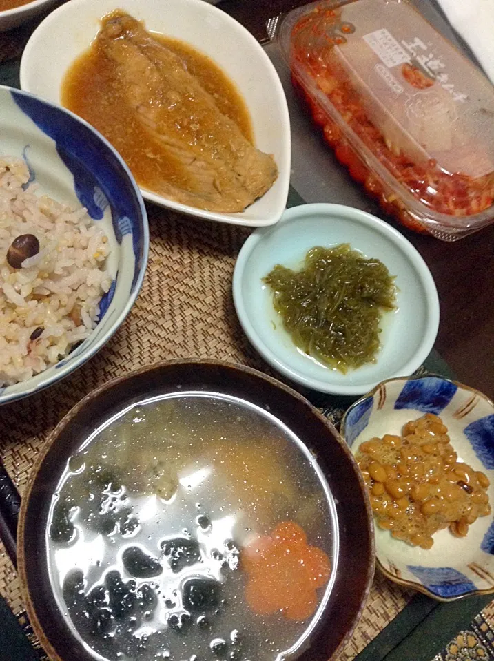 鯖のみぞれ煮&納豆＆めかぶ|まぐろさん