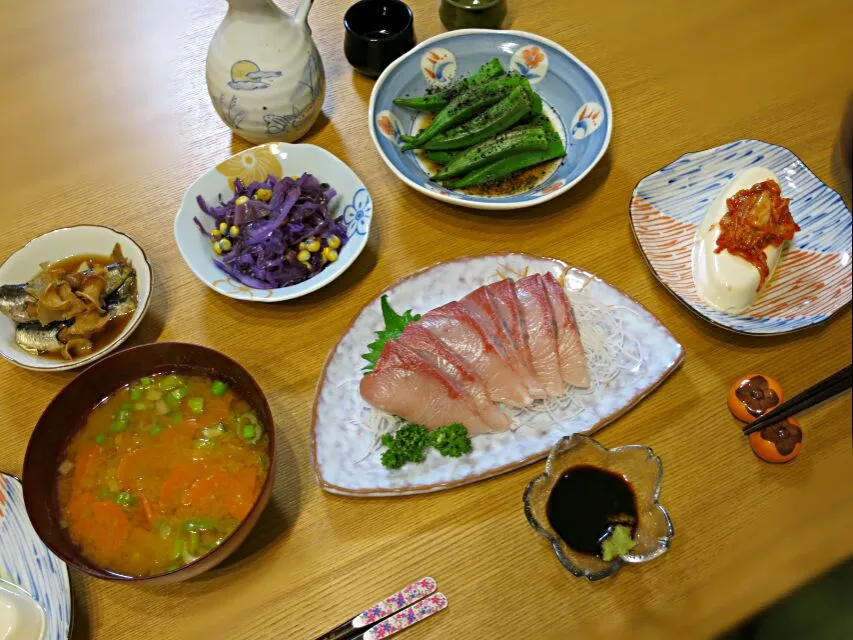 Snapdishの料理写真:オリーブハマチで晩御飯|ゆきっぴさん