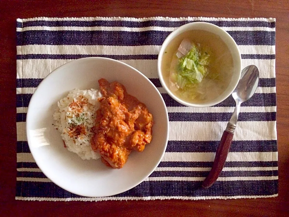 ココナッツクリームチキンカレーと白菜スープ|マユマユさん