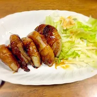 Snapdishの料理写真:玉ねぎの豚バラ肉巻き|たっこさん