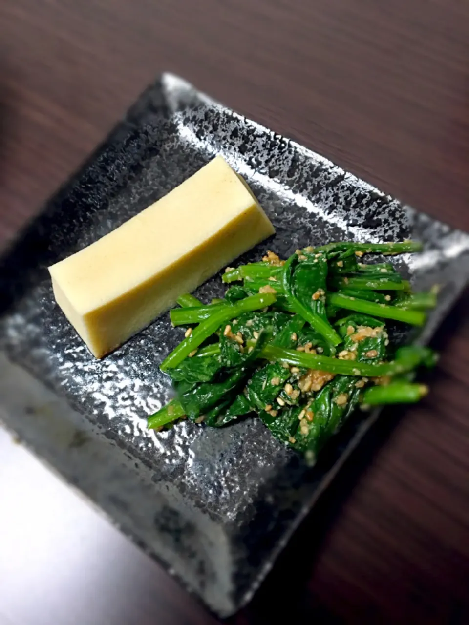 Snapdishの料理写真:高野豆腐とほうれん草の胡麻和え|なみさん