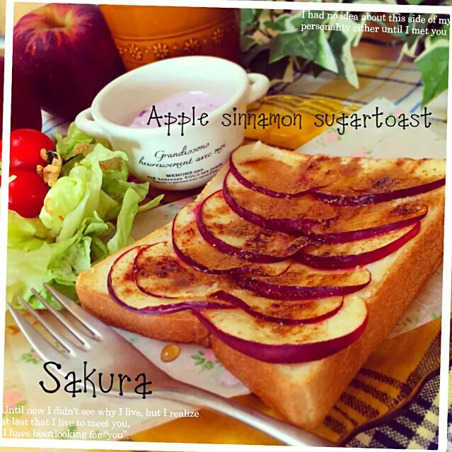 Snapdishの料理写真:🍎アップルシナモンシュガートースト🍎|さくちんさん