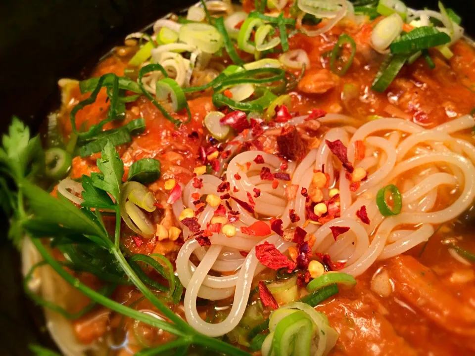 豚肉のエスニックトマト煮込温めん4|半田手延べそうめんの店 阿波や壱兆さん