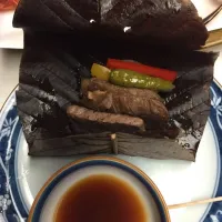 Snapdishの料理写真:岩手牛朴葉焼き|えいこさん