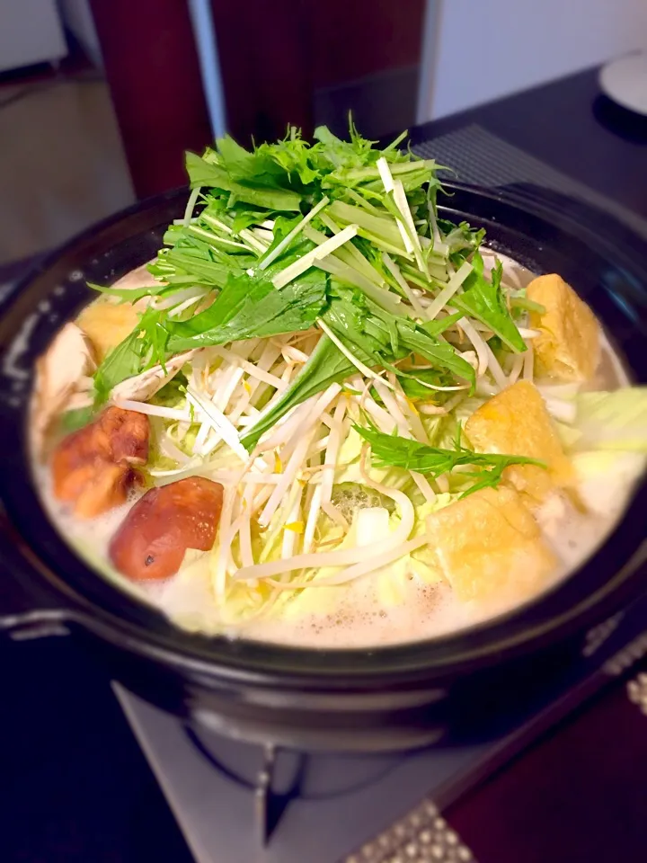 塩ちゃんこ鍋🍲 〆はラーメンと葛切り💫|eriさん