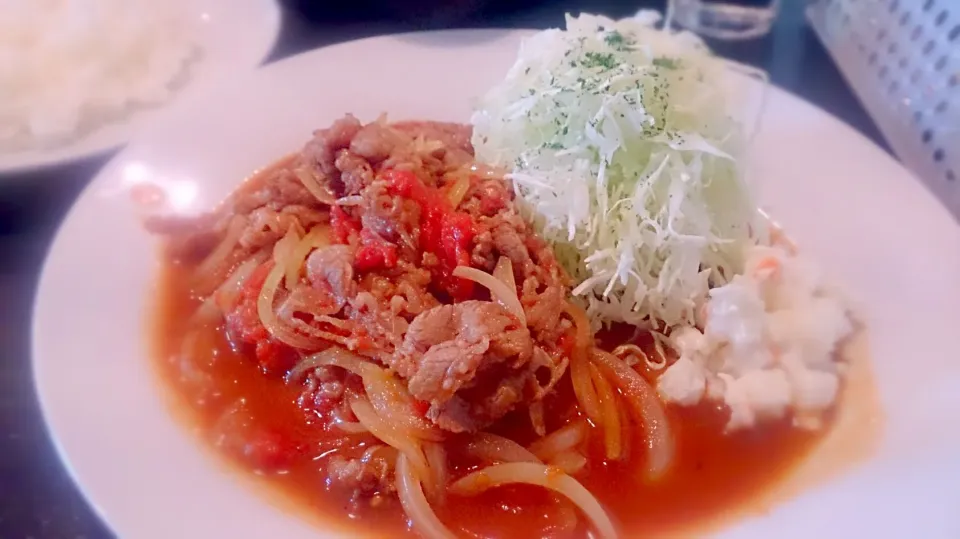 ビーフトマト焼肉定食|おたかさん