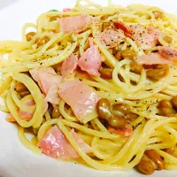 Snapdishの料理写真:納豆クリームパスタ|mayさん