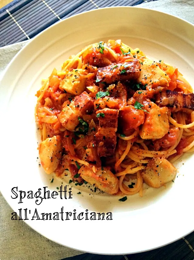 里芋とベーコンのアマトリチャーナ♡|MAPITEEさん