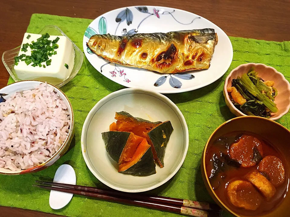 焼き鯖 かぼちゃ煮 小松菜の煮浸し|fleur ❁︎⑅*さん