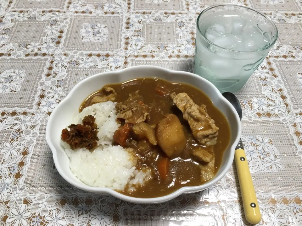 姉が作ってくれたカレー
ほろほろほろほろ漬けを添えました|akemi🐝さん