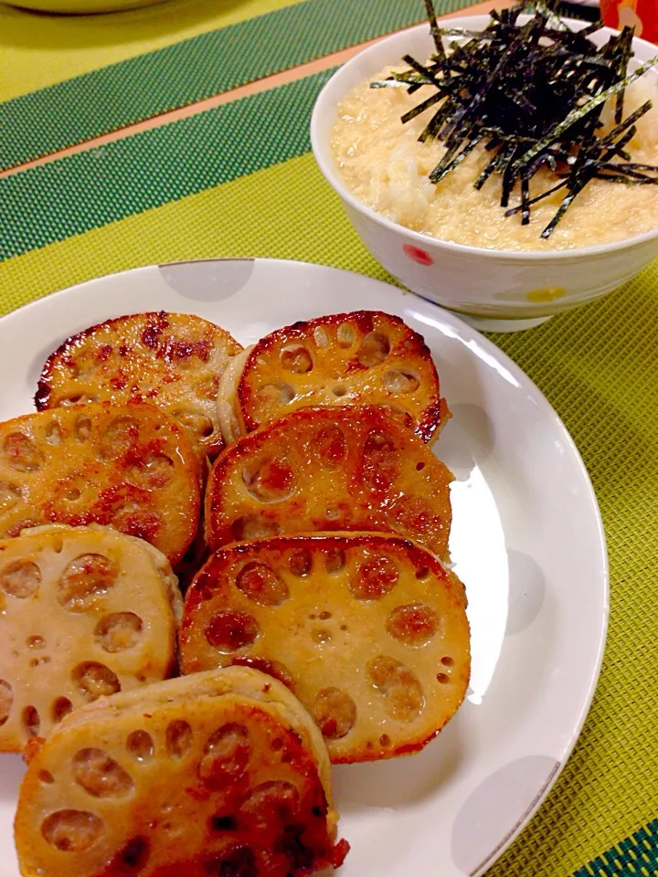 レンコンひき肉はさみ焼き・とろろご飯|Meguさん