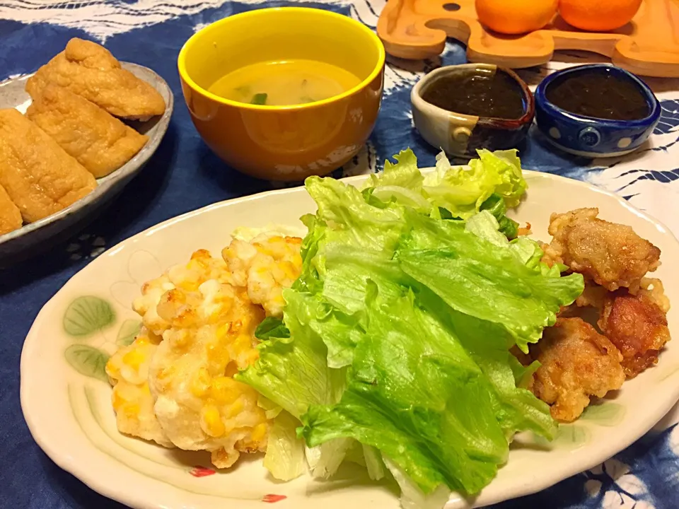 鶏天とコーンのかき揚げ❤️な晩御飯(▰˘◡˘▰)|さくたえさん