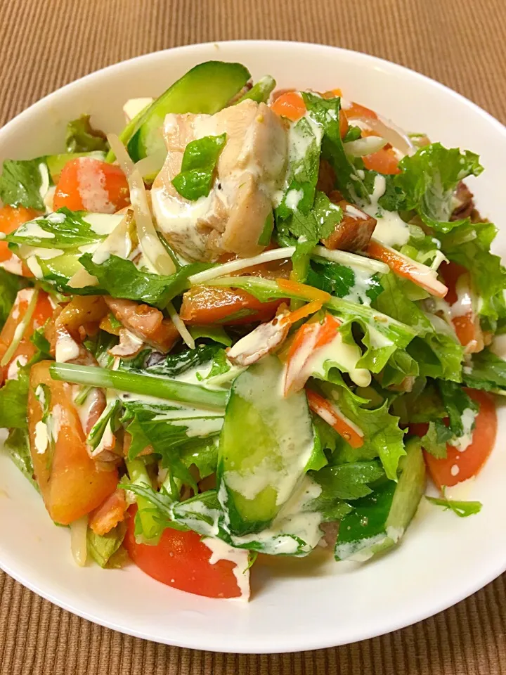 Chinois chicken tossed salad ”蒸し鶏とベーコンのトスサラダ”|Go Satoさん