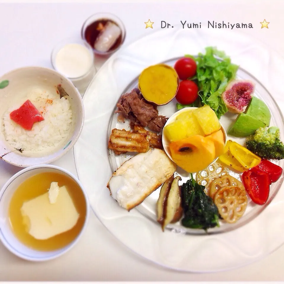 Snapdishの料理写真:2015年11月6日の「ドクターにしやま由美式ダイエットプレート」の朝食を皆さんにご紹介します‼️|ドクターにしやま由美式時計回りダイエットプレートさん