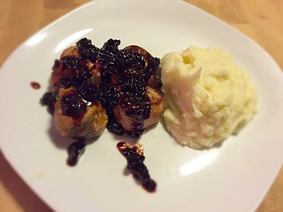 Snapdishの料理写真:Bacon wrapped pork medallions with a port wine and fig reduction|TJ McAfoosさん