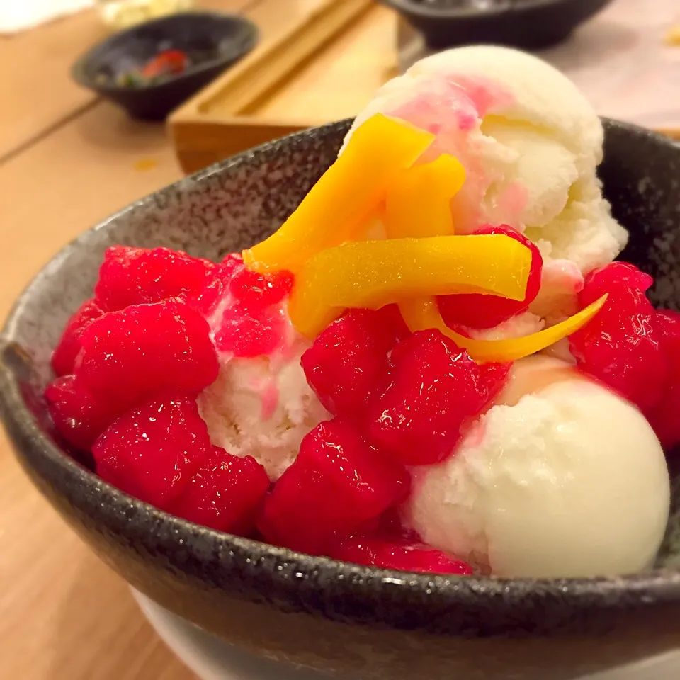 Thai Red Ruby dessert with coconut ice-cream and jackfruit|catwoollyさん