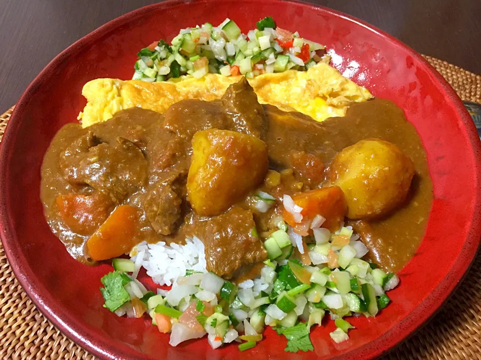 Japanese beef &  vegetables curry with omelette|yeni kartikasariさん