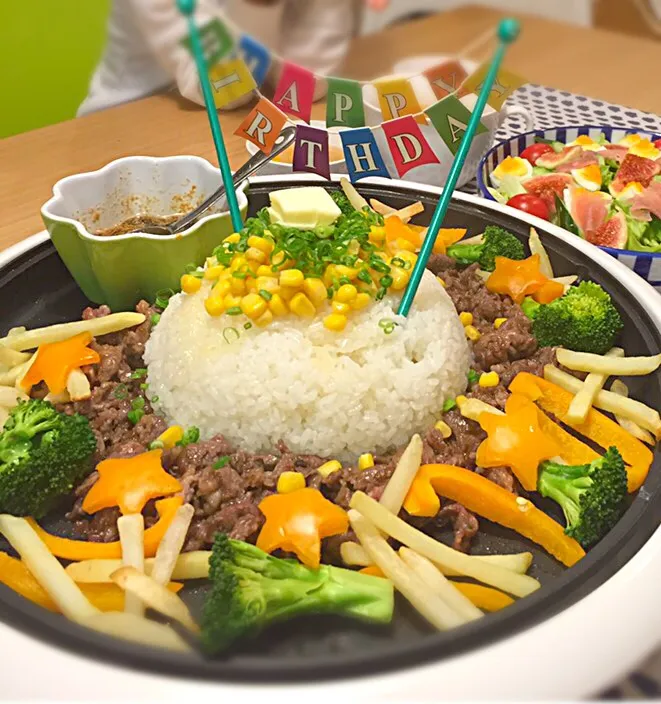 Snapdishの料理写真:ペッパーランチ風誕生日ご飯|奥泉いづみさん