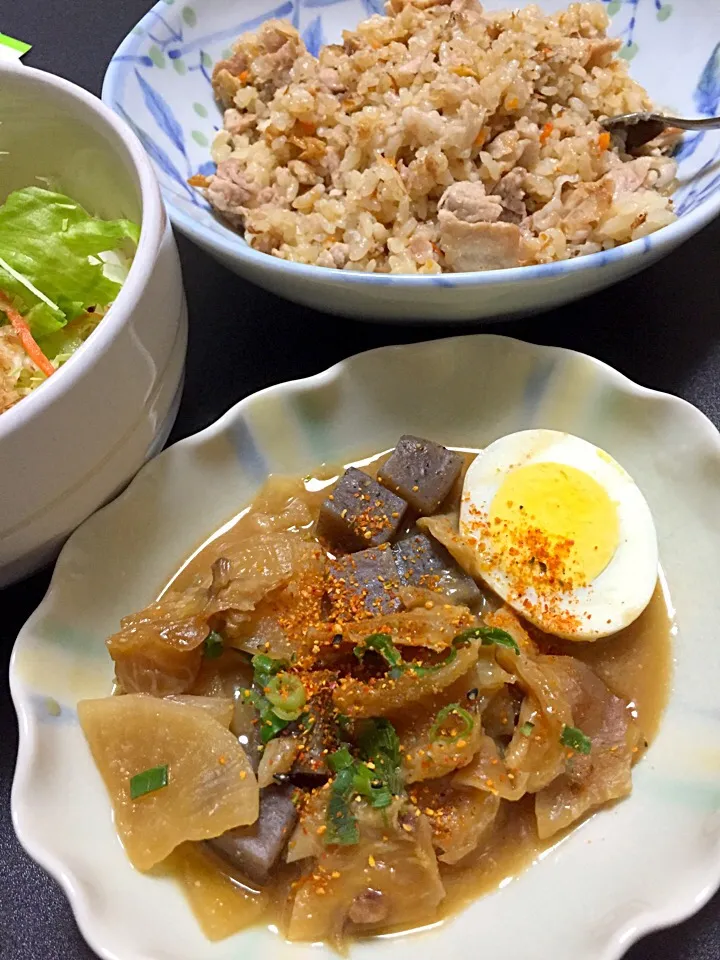 どて煮とかやくご飯|るみおんさん