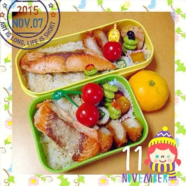 Snapdishの料理写真:2015/11/7 学童お弁当|もっさんさん