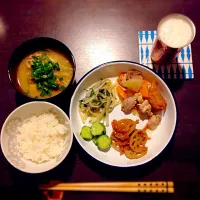 Snapdishの料理写真:この前の常備菜を盛っただけごはん|ぼぶさん