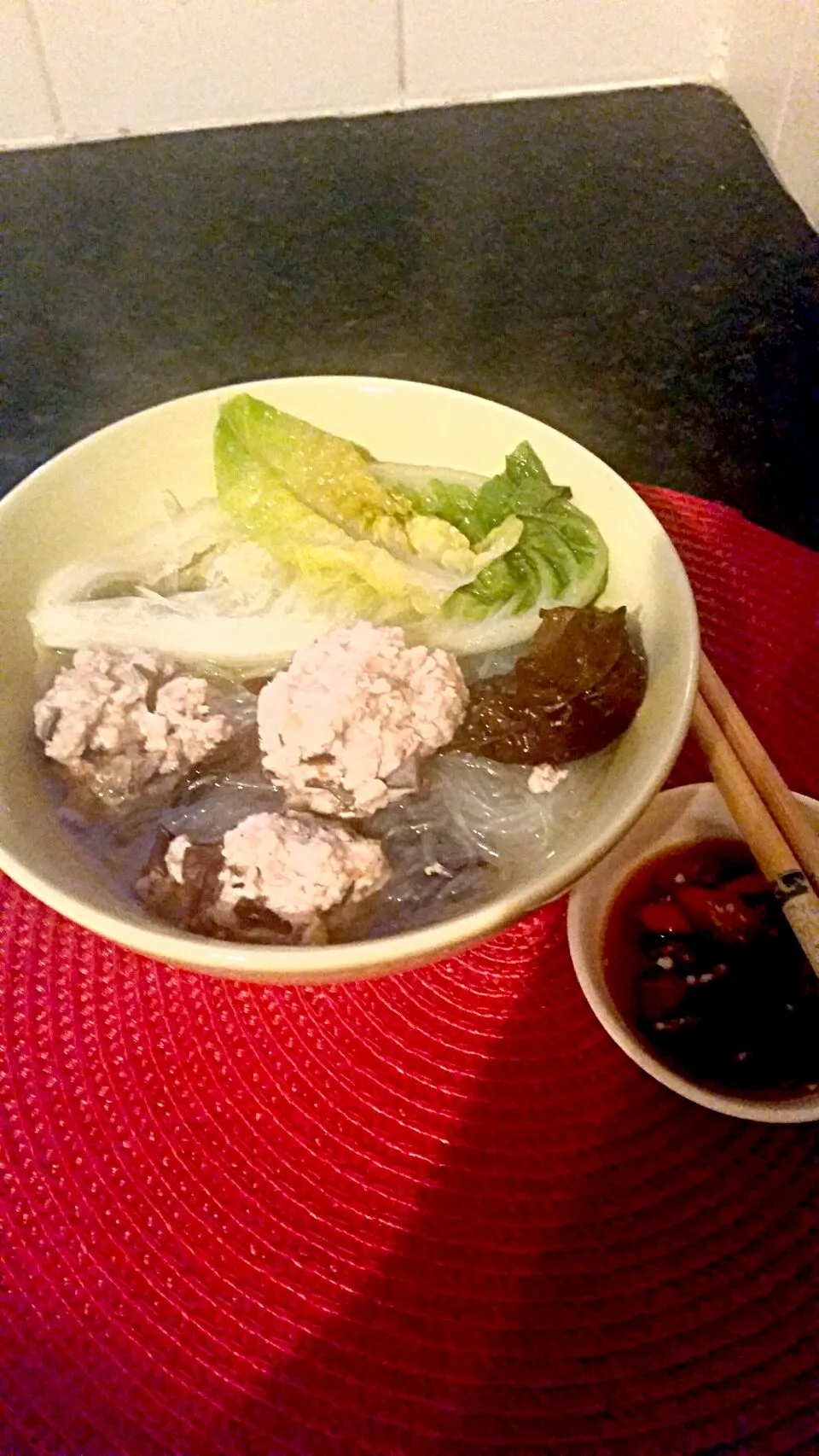 day 6 # Veg soup # chicken mince ball|jane yongさん