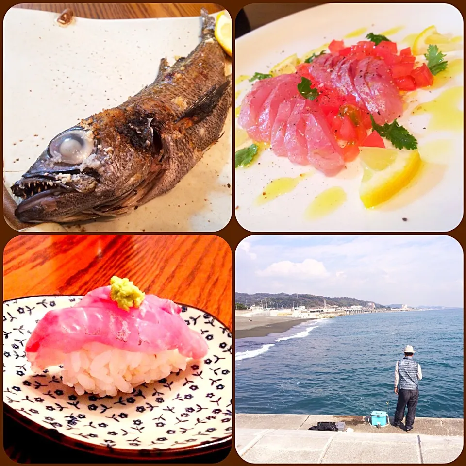 黒むつの塩焼き、カルパッチョ、握り🍣〜佐島の恵み🌊|おかっぴーさん