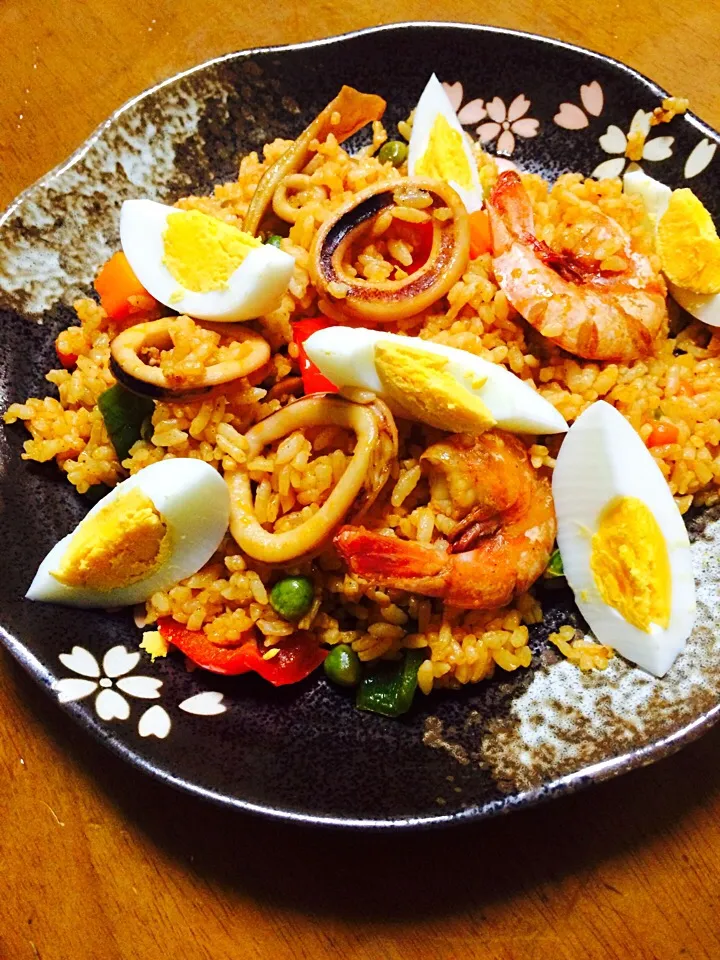 my easy seafood paella :)|Mitchy Michelleさん