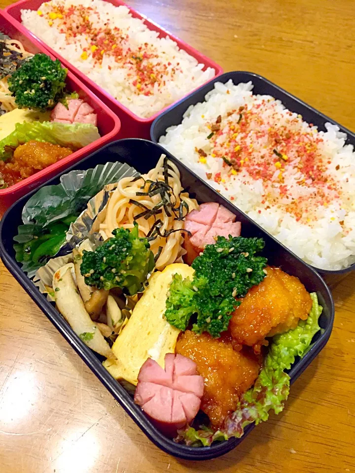 3人前のお弁当〜〜✨✨有り合わせ…|晃さん