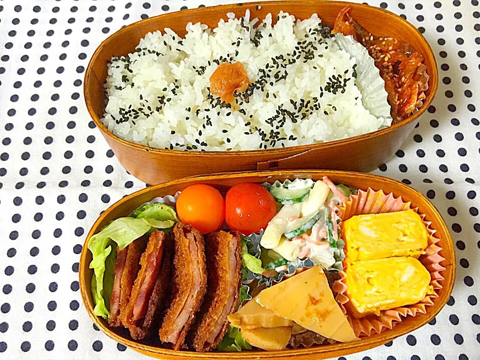 Snapdishの料理写真:ハムカツ弁当|Kanegonさん