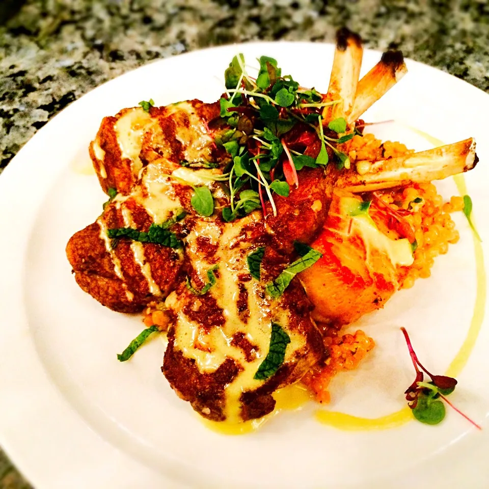 Lamb & Scallop Surf & Turf with Saffron Butter sauce and couscous.|Abdullah Qadirさん