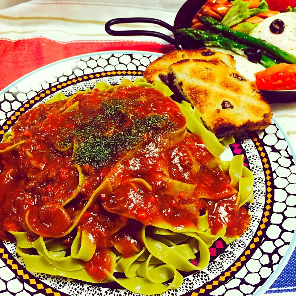 ほうれん草麺のミートソーススパゲッティ|上野和子さん