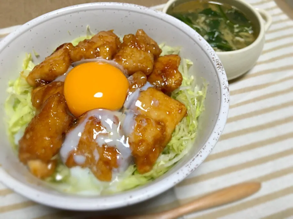 鶏肉の甘辛丼~温玉のせ~|Saaさん