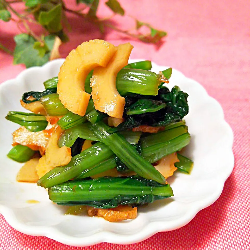 Snapdishの料理写真:Japanese mustard spinach & Chikuwa dressed with hot sauce!!,|和田 匠生さん