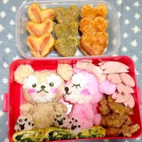 Snapdishの料理写真:2015年お花見 ダッフィーシェリーメイラブラブ弁当|いずみさん