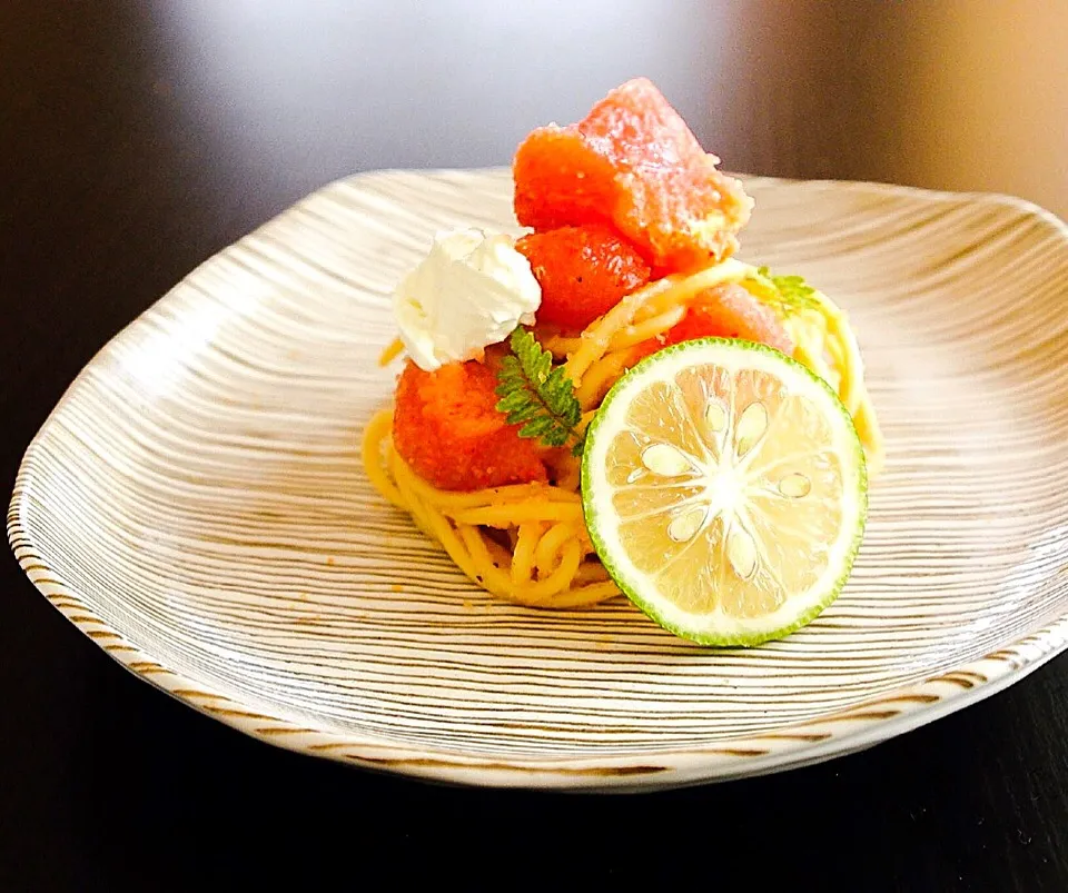 Japanese styled spapetti with cod roe sauce. -明太子パスタ-|HM's Cookeryさん