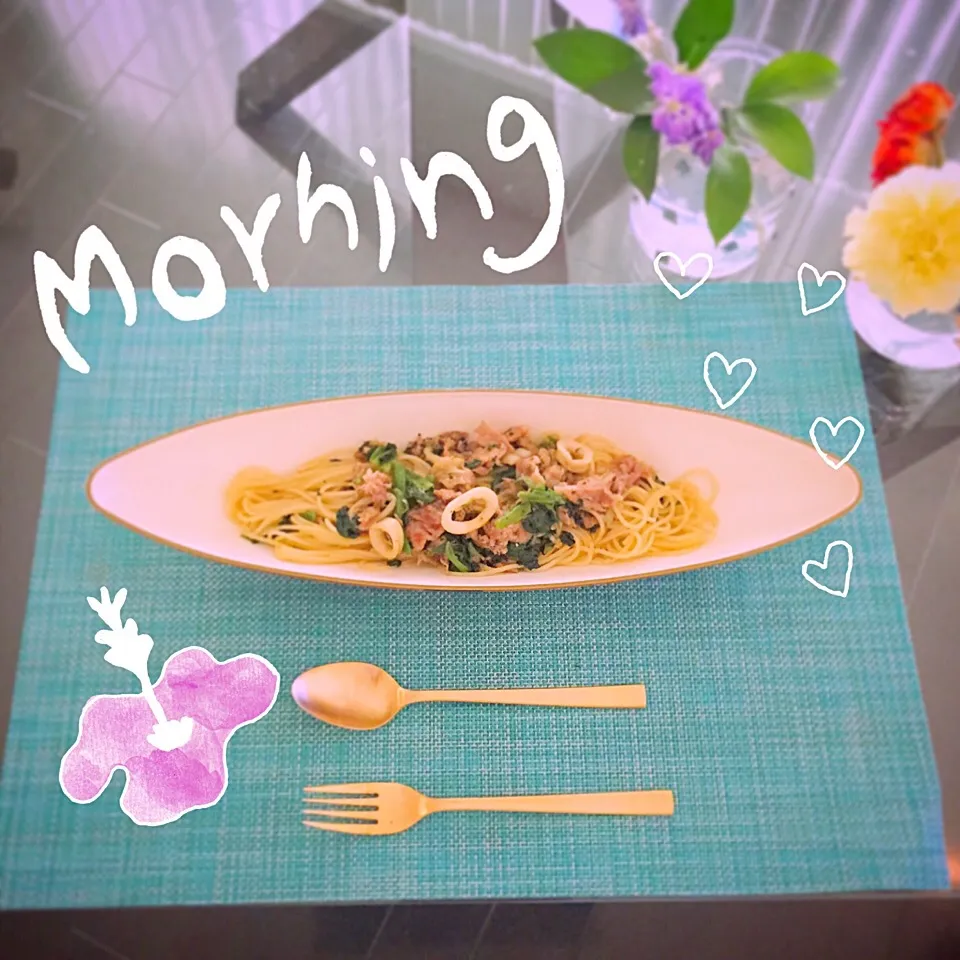 豚肉とほうれん草のパスタ❤️|Mika  Taniguchiさん