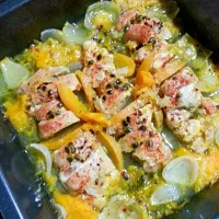 Pollo con durazno mango y parchita|david ramirezさん