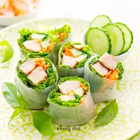 chicken spring rolls with garden vegetables ♡|hongmaiさん