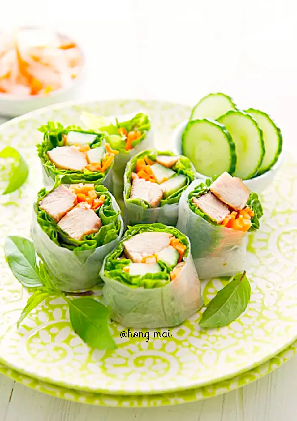 chicken spring rolls with garden vegetables ♡|hongmaiさん