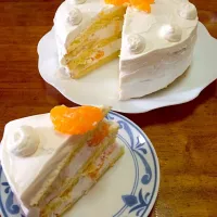 Snapdishの料理写真:ミカンとバナナのショートケーキ|harukaさん