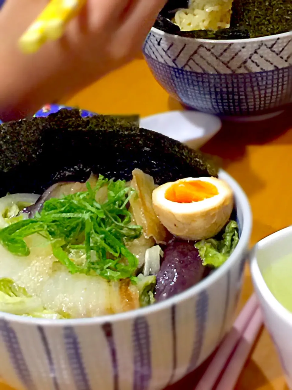 Snapdishの料理写真:野菜の餡かけ醤油ラーメン🍜  煮卵  海苔|ch＊K*∀o(^^*)♪さん