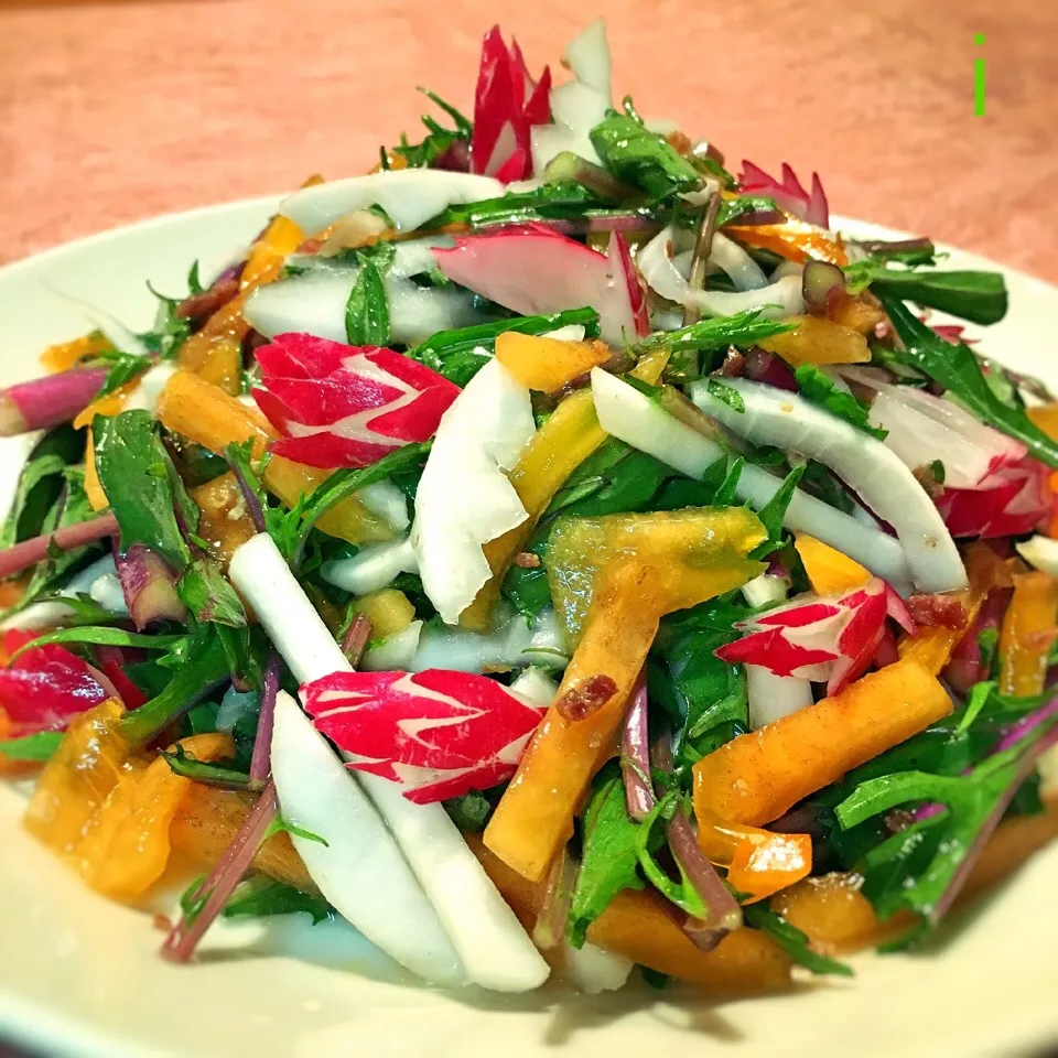 Snapdishの料理写真:野菜と柿のカラフルサラダ 【Vegetables and persimmon colorful salad】|izoomさん