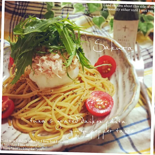 Snapdishの料理写真:久々のリピ🎶おかなさんの料理 ツナ＆大根おろしのあっさりパスタ 柚子胡椒風味(*☻-☻*)|さくちんさん