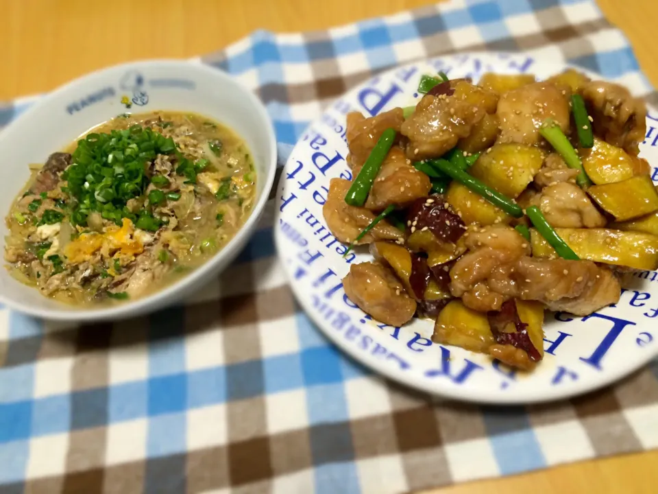 鯖缶で卵とじ&さつま芋と鶏肉の甘辛煮|ゆリたんさん