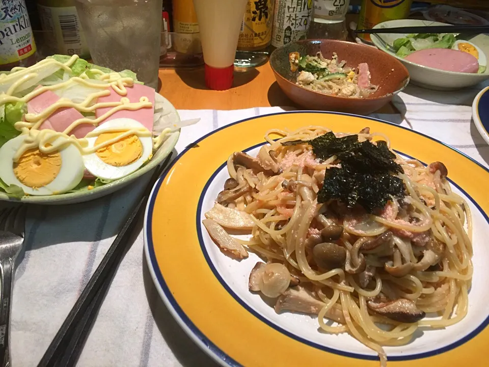 明太子とキノコのパスタ^ ^|ゆんたくさん