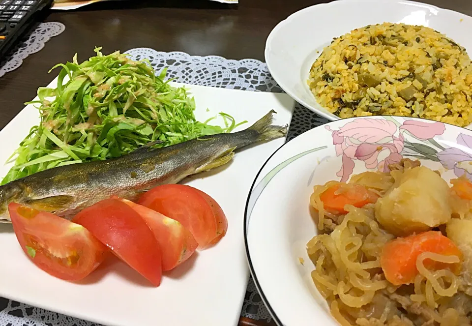 鮎の塩焼き
肉じゃが
高菜チャーハン|manamariさん